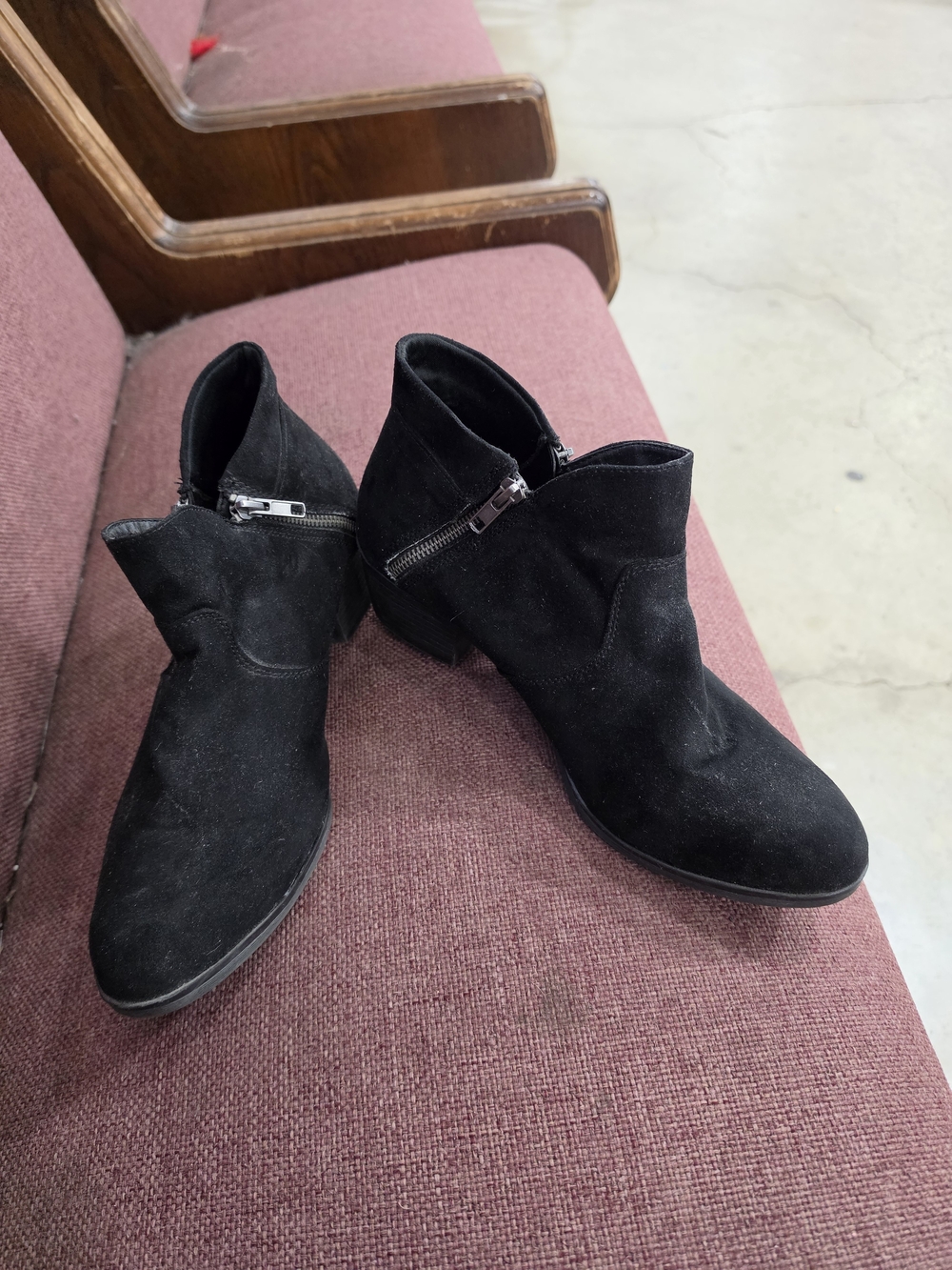 American Rag Black Suede Ankle Booties with Side Zipper